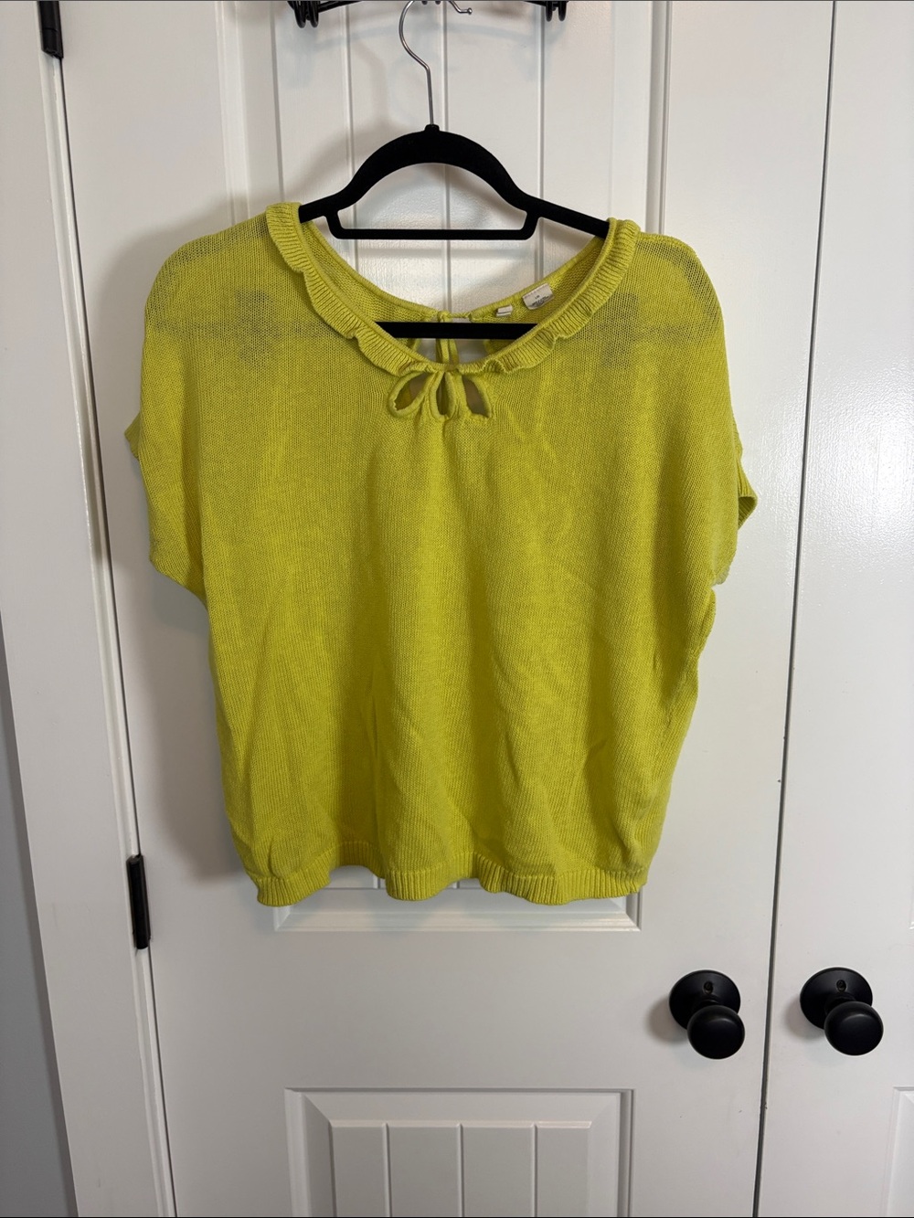 Moth Neon Yellow Knit Top with Crew Neck